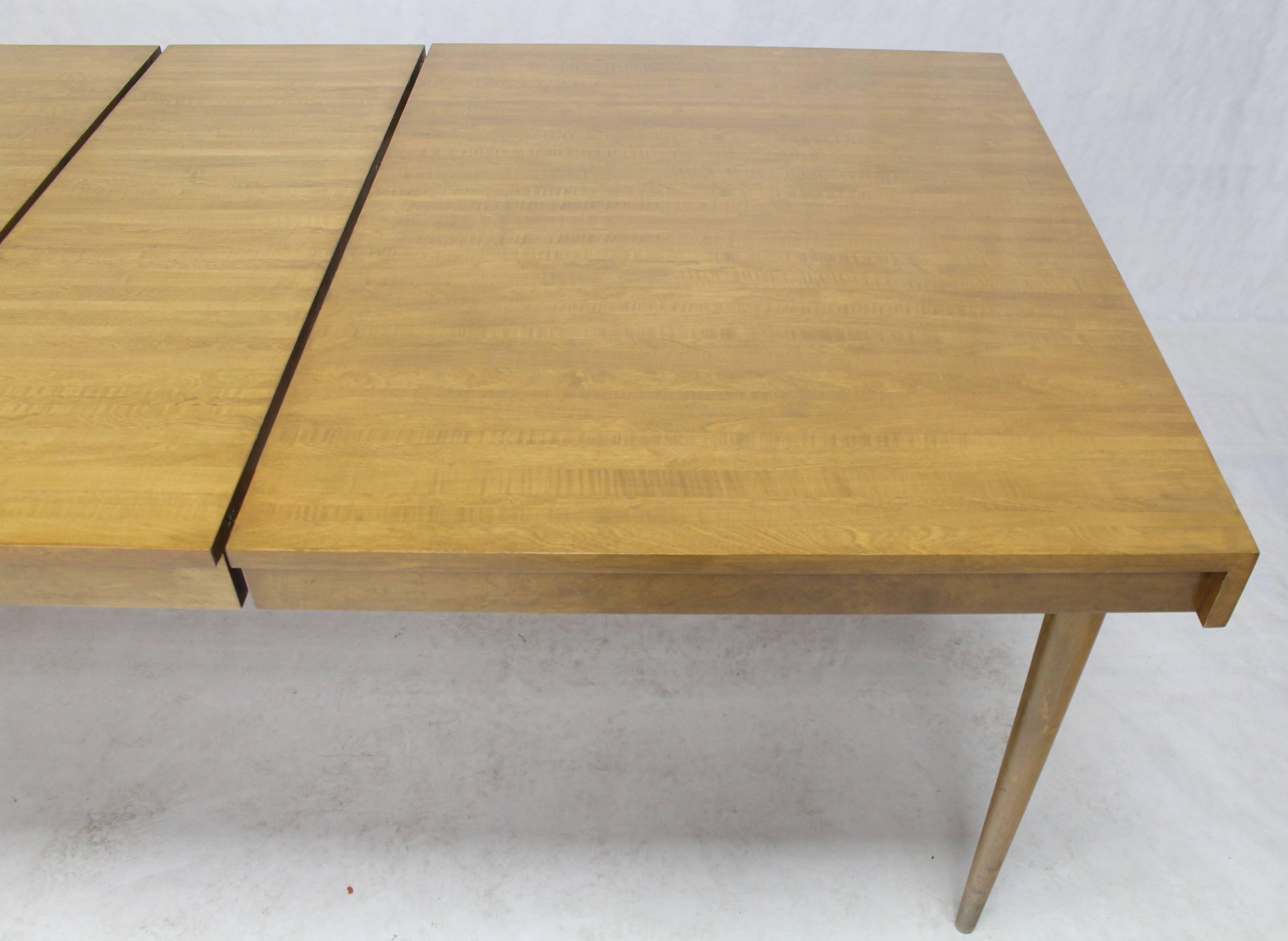 Mid century modern blond birch dining table with two 14
