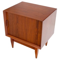 Vintage Danish Mid-Century Modern Tambour Door One Drawer End Table Night Stand Mint!