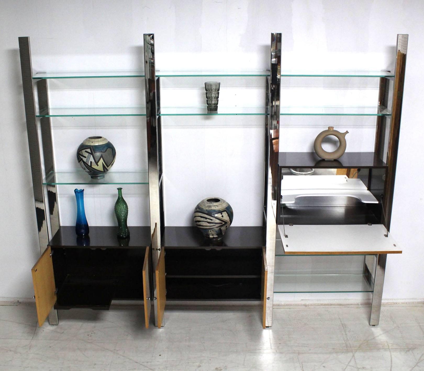 wood and glass shelves