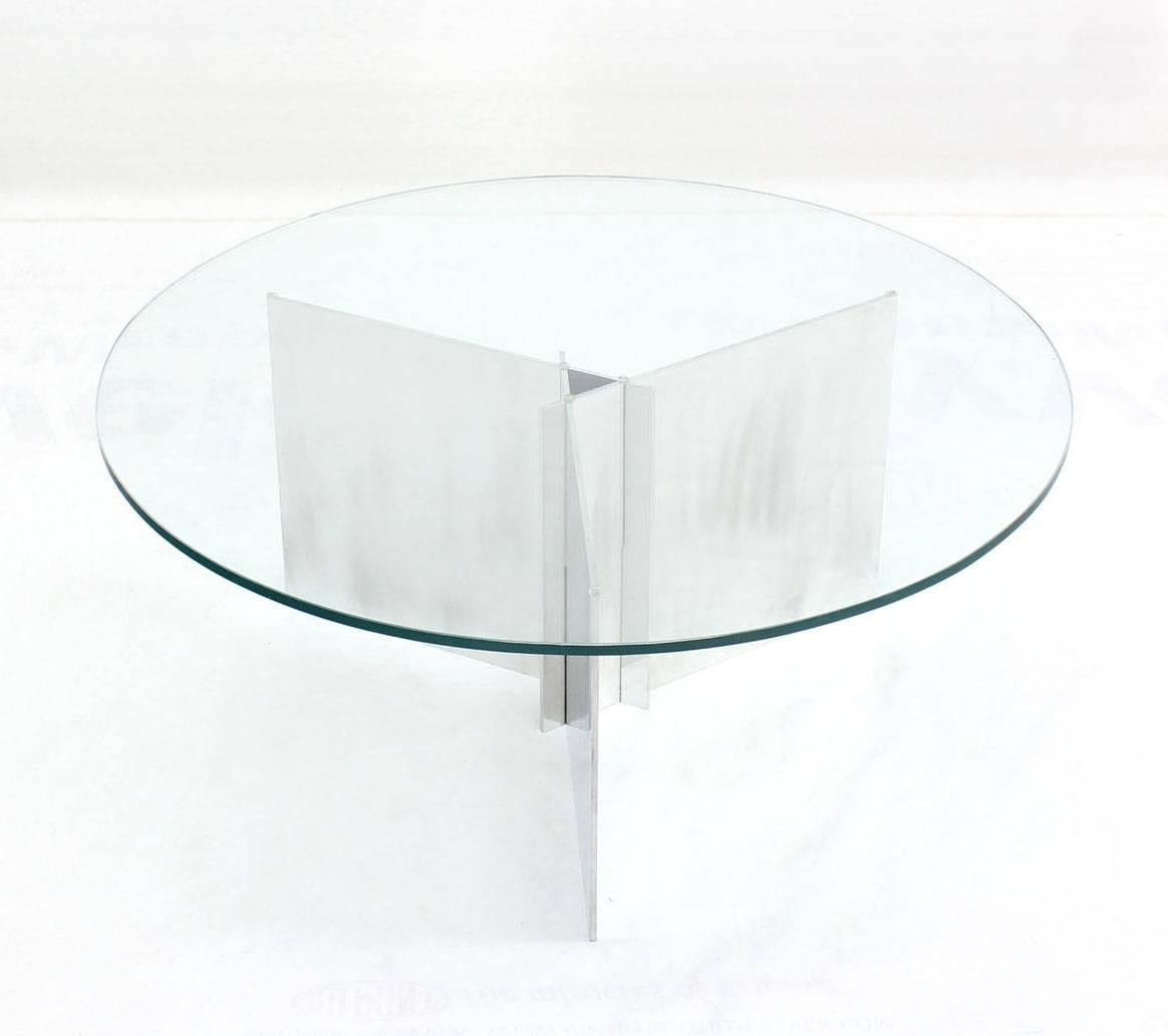 20th Century Paul Mayen for Habitat Triangular Base Round Glass Top Coffee Table