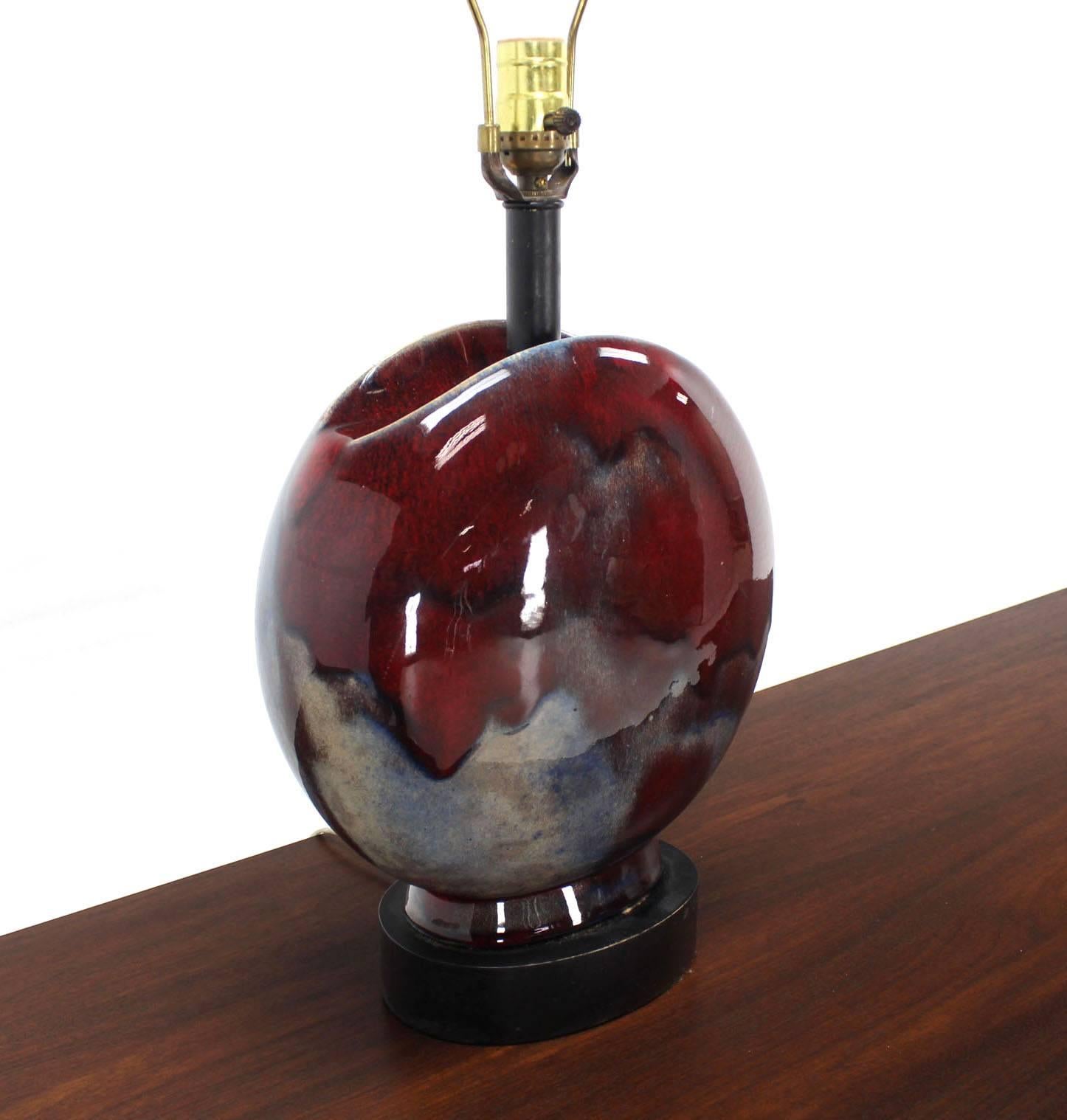 20th Century Pair of Blood Cherry Table Lamps
