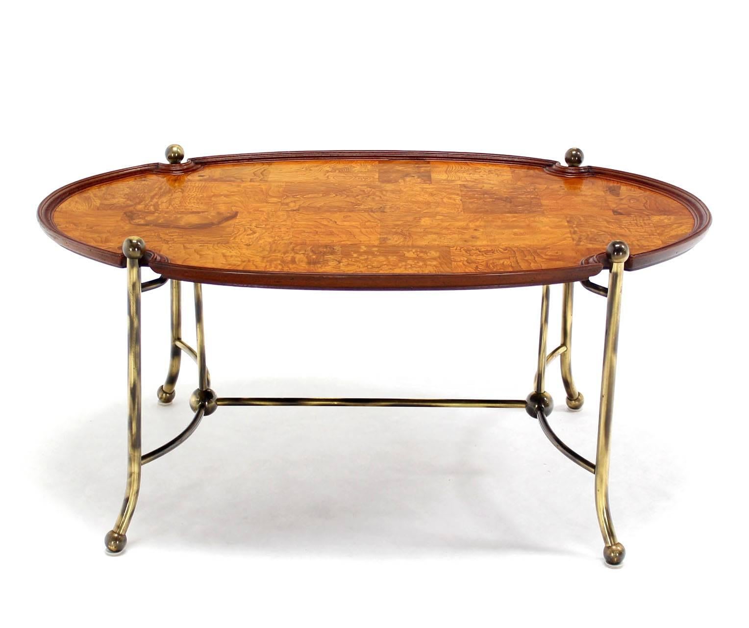 oval burl wood coffee table