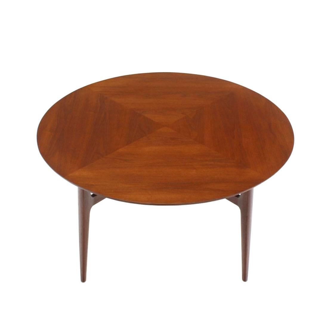 Lacquered Danish Modern Teak Round Game Table
