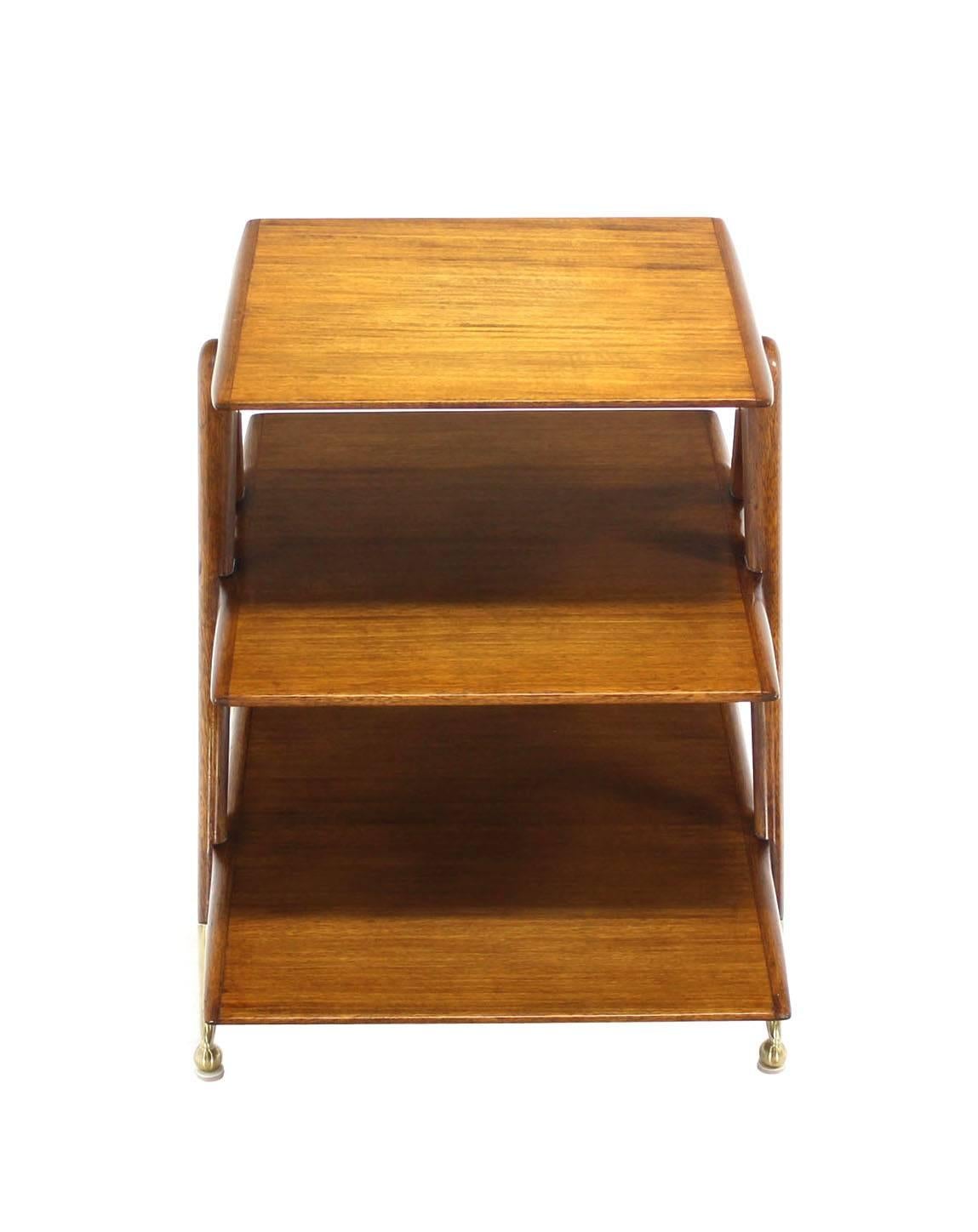 20th Century Three-Tier Walnut Side Table or Magazine Rack