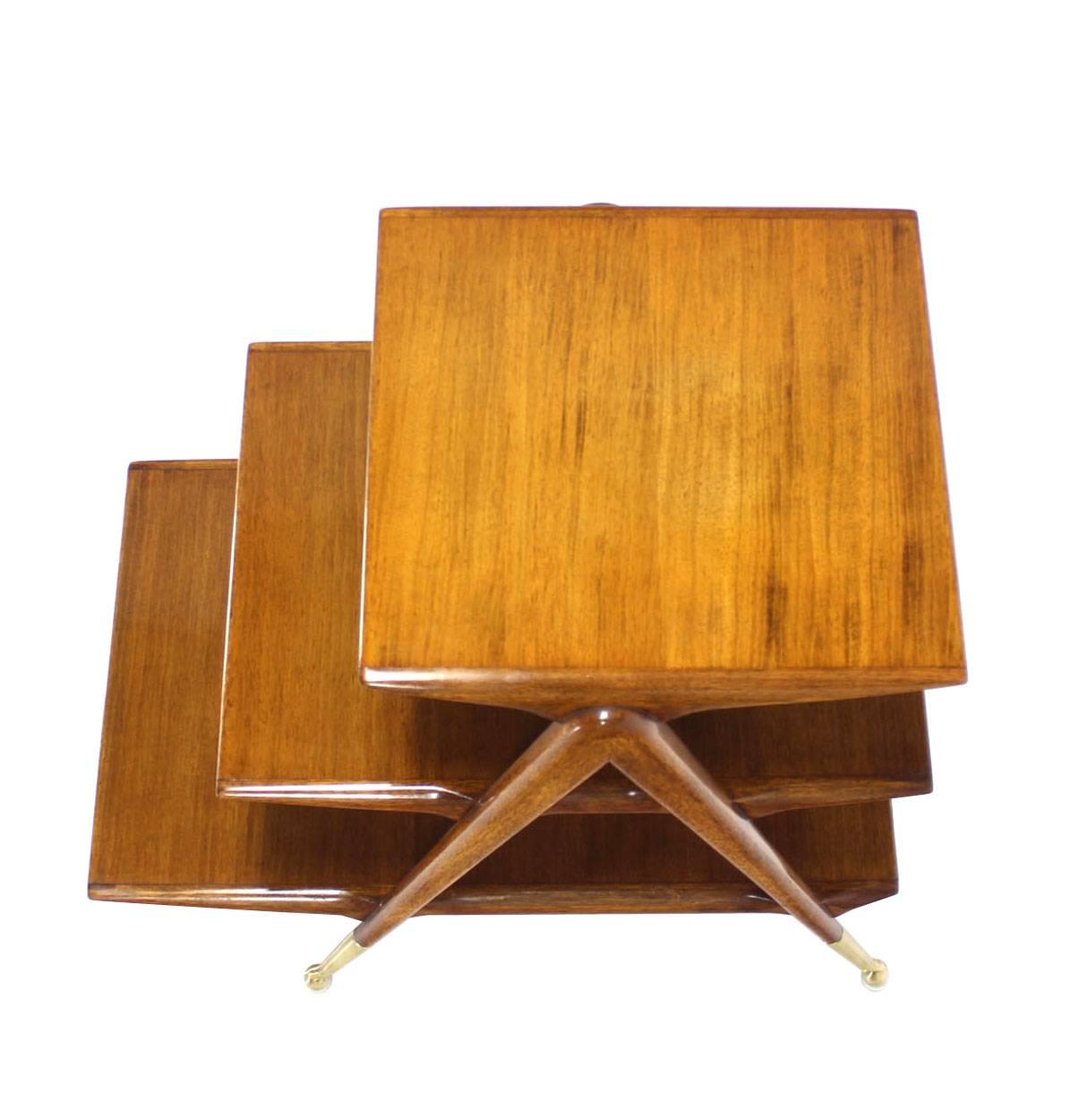 Three-Tier Walnut Side Table or Magazine Rack 1