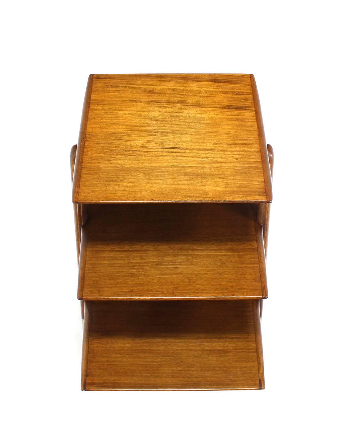 Three-Tier Walnut Side Table or Magazine Rack 2