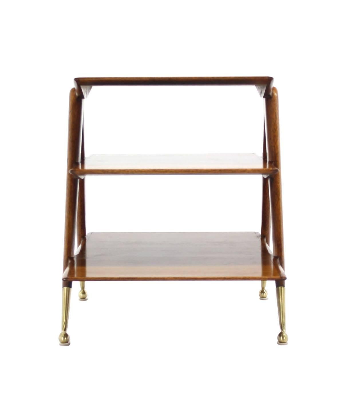 Three-Tier Walnut Side Table or Magazine Rack 3