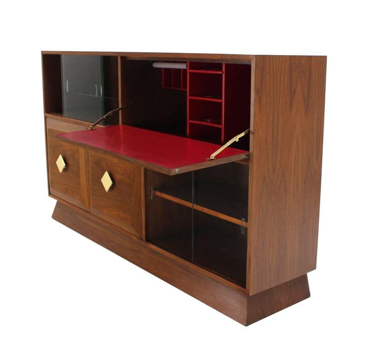 Large Art Deco MidCentury Modern Credenza Secretary Desk Bookcase at