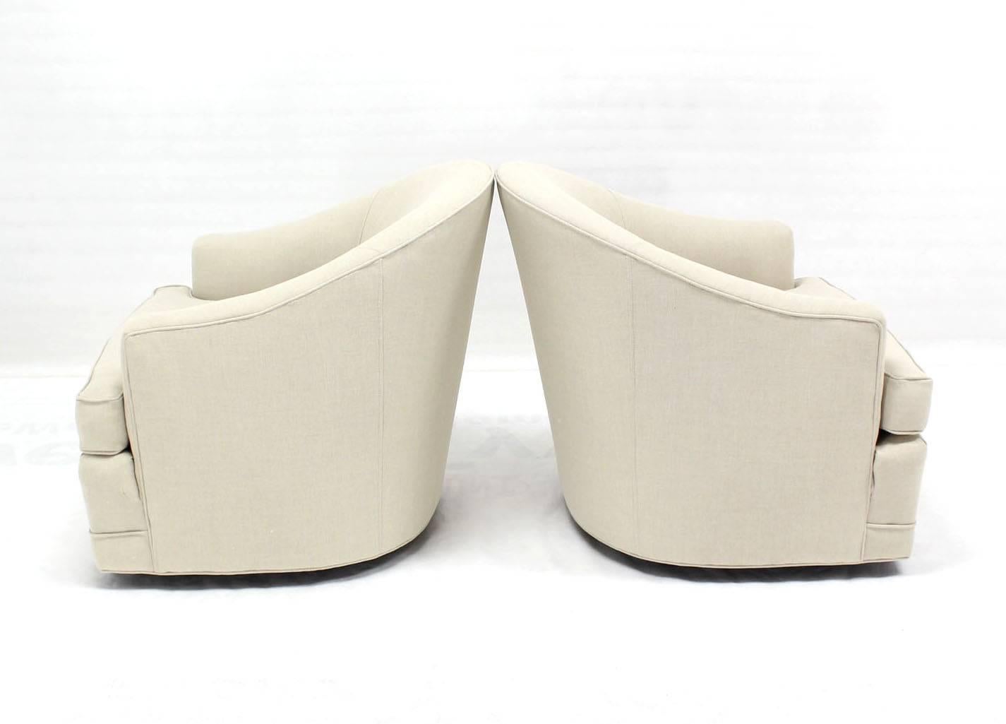 American Pair of Barrel Back Swivel Chairs