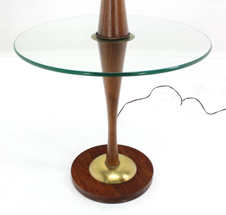 Sculptural MidCentury Modern Floor Lamp with Built In Round Glass Side