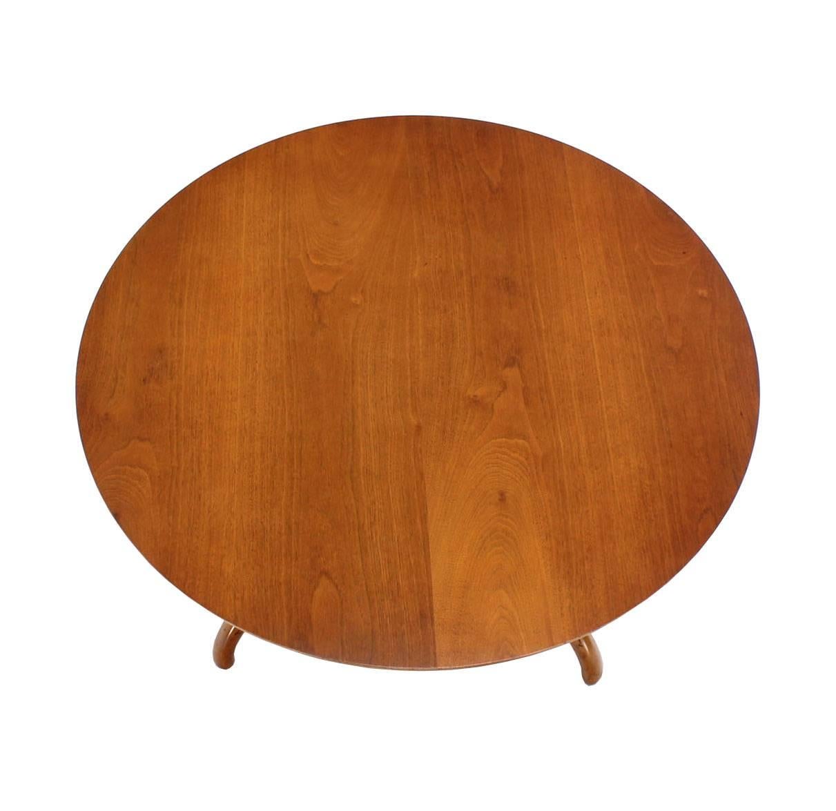 American Sculptural Solid Walnut Base Round Coffee Table by Henredon Spider Slay Leg