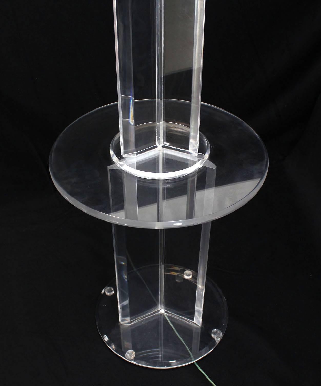 Mid-Century Modern Mid Century Modern Lucite Floor Lamp with Round Built In Table For Sale