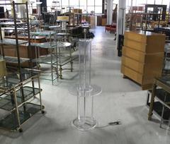 Mid Century Modern Lucite Floor Lamp with Round Built In Table