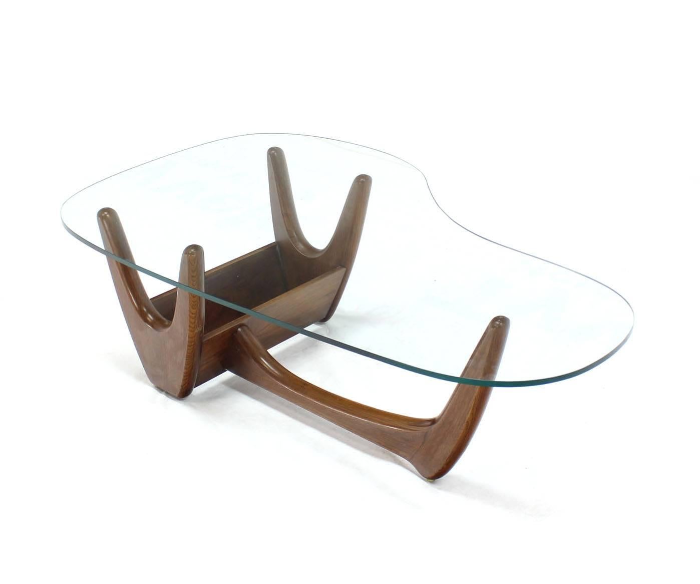 kidney shaped glass coffee table