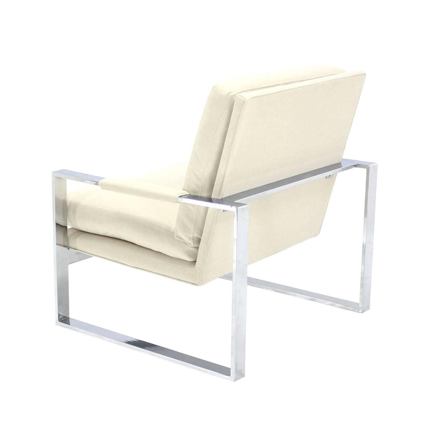 Polished Baughman Chrome Lounge Chair with New Upholstery