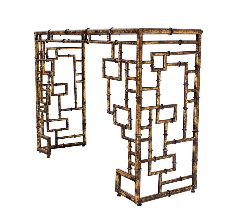 Gold Finish Faux Bamboo Console Table at 1stDibs