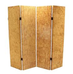 Figural Burnt Bamboo Large Folding Screen Room Divider