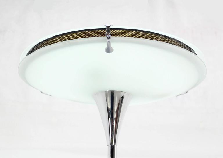 Chrome Saucer Shape Shade Top Frosted Glass Floor Lamp For At 1stdibs Frosted Glass Floor Lamp, Saucer Shaped Lamp Shade