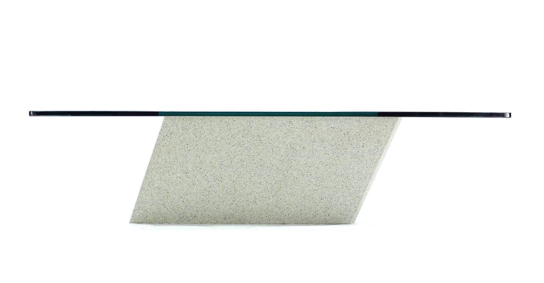 20th Century Geometrical Irregular  Trapezoid Shape Glass Top Coffee Center Table