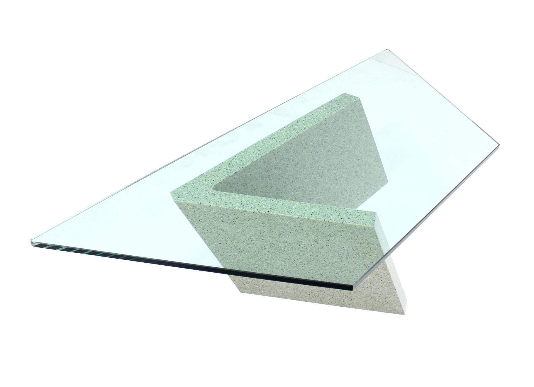 Molded Geometrical Irregular  Trapezoid Shape Glass Top Coffee Center Table
