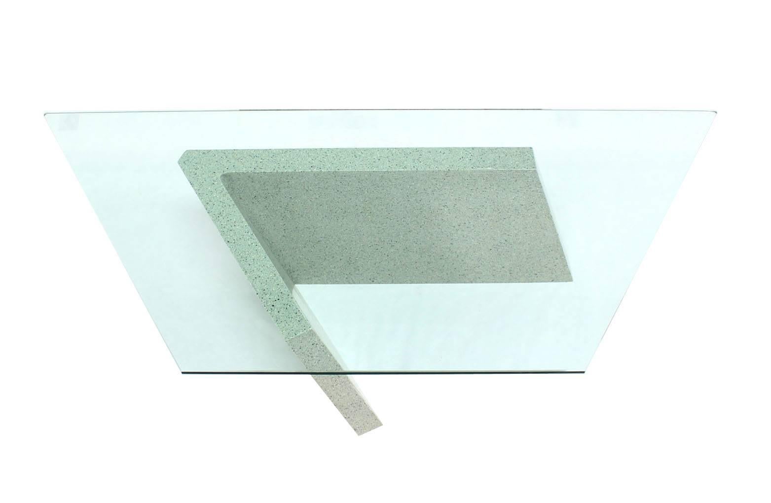 American Geometrical Irregular  Trapezoid Shape Glass Top Coffee Center Table