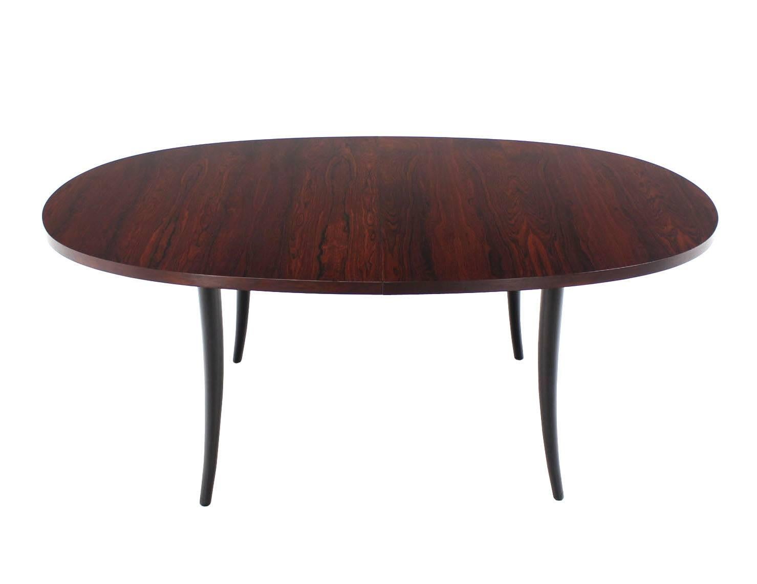 Oval Rosewood Dining Table on Tapered Horn-Shaped Legs Harvey Probber In Excellent Condition In Rockaway, NJ