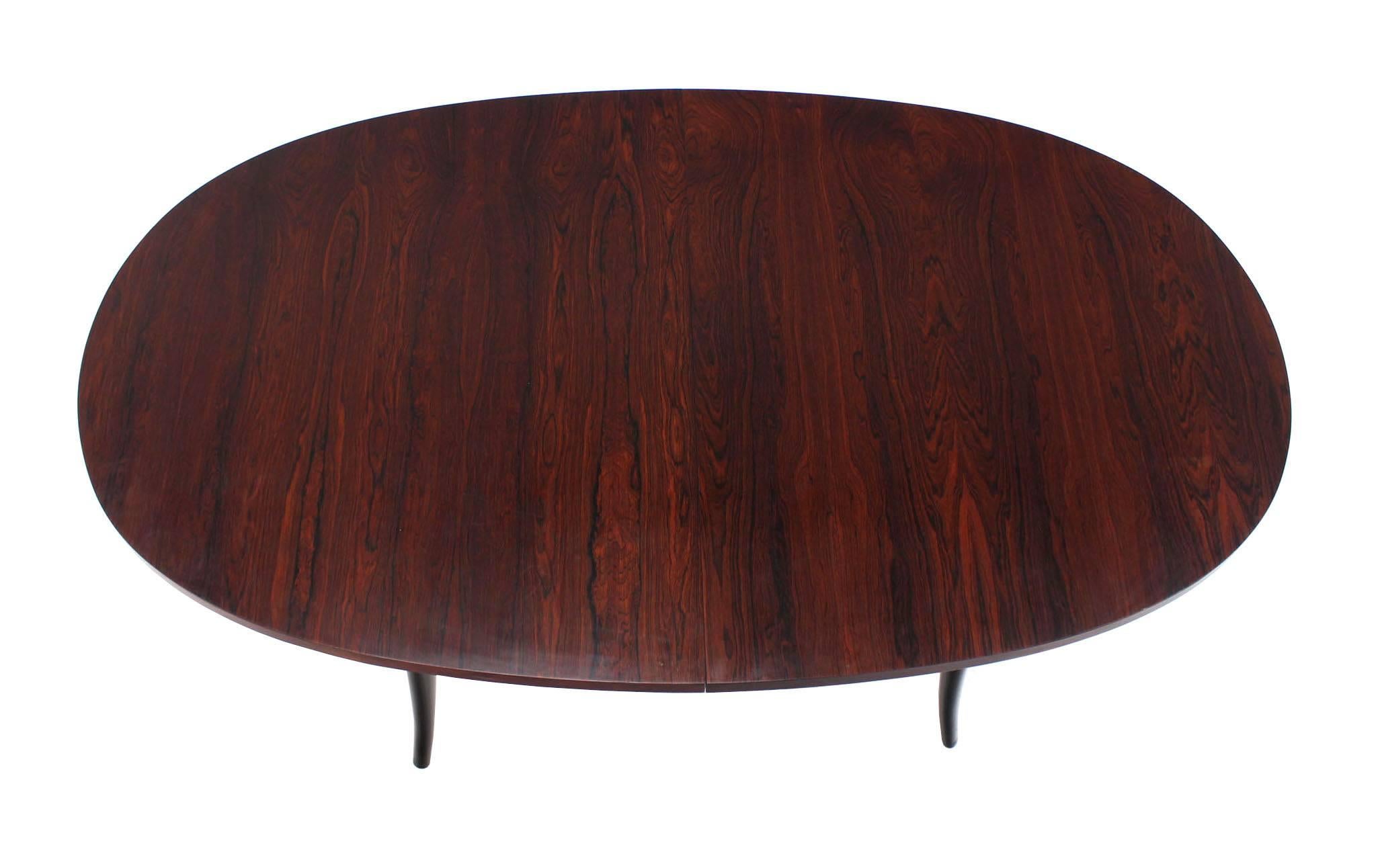 Ebonized Oval Rosewood Dining Table on Tapered Horn-Shaped Legs Harvey Probber