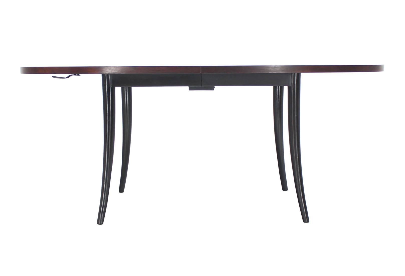 Mid-Century Modern Oval Rosewood Dining Table on Tapered Horn-Shaped Legs Harvey Probber
