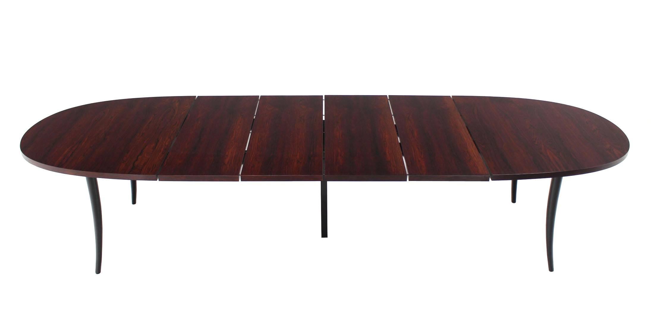 American Oval Rosewood Dining Table on Tapered Horn-Shaped Legs Harvey Probber