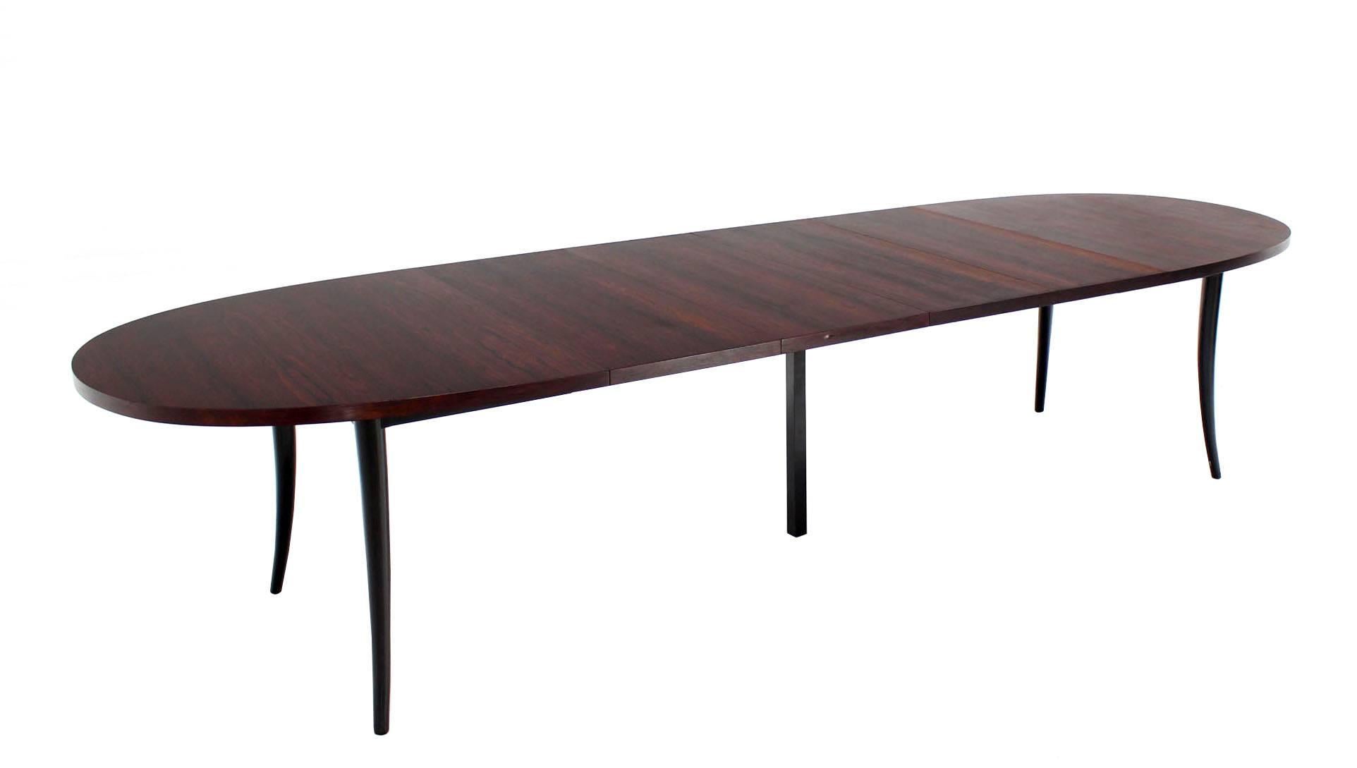 Oval Rosewood Dining Table on Tapered Horn-Shaped Legs Harvey Probber 1