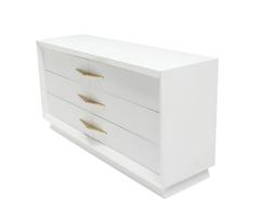 Art Deco White Lacquer Dresser with Brass Pulls