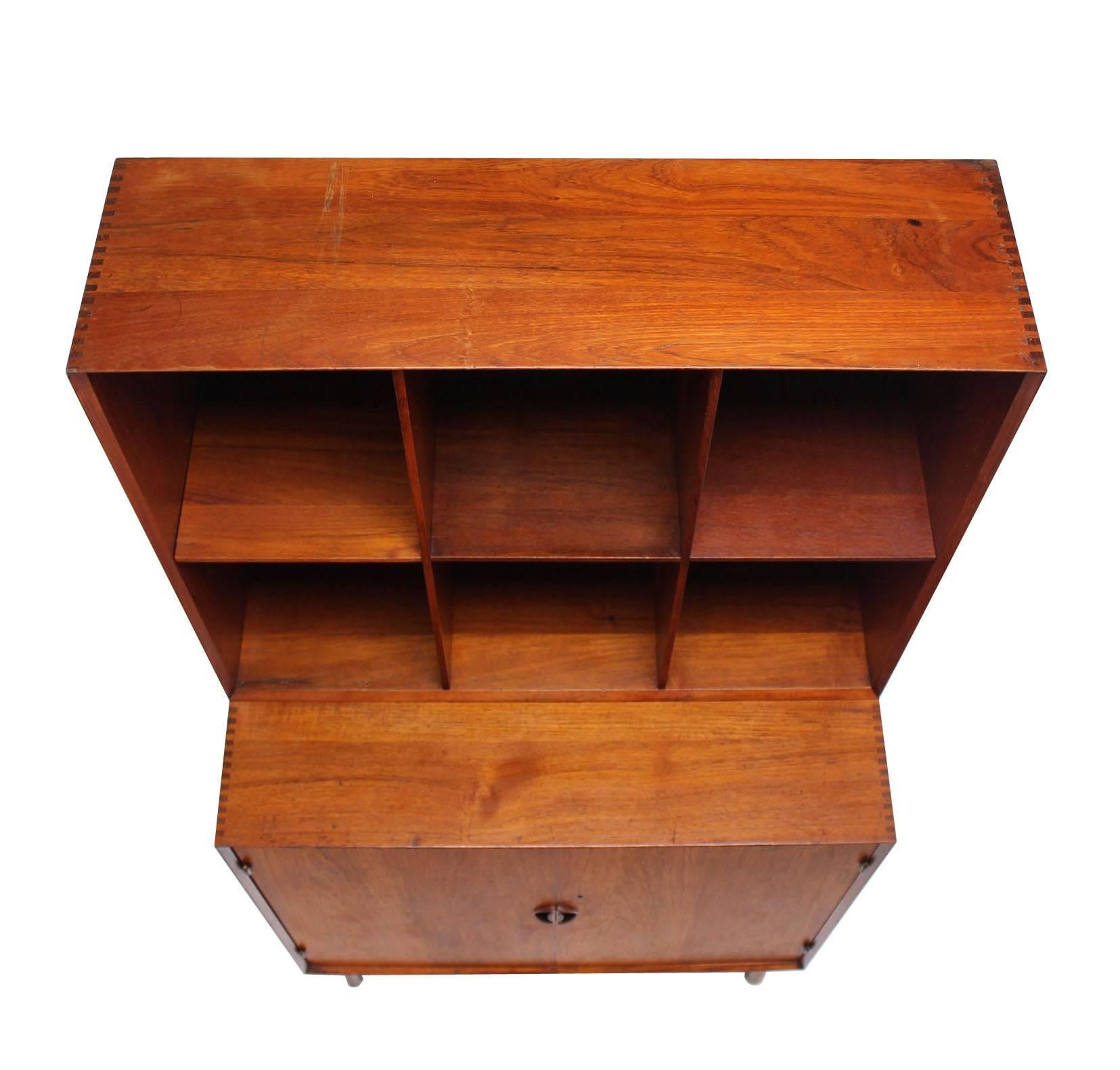 20th Century Peter Hvidt Solid Teak Bookcase Two Doors Chest of Drawers Cabinet Dowel Legs For Sale