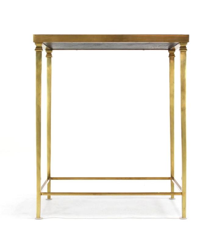 Solid Brass Tapered Leg Beveled Glass Mirror Top Side End Table For ...