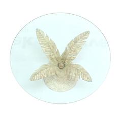 Painted Cast Aluminum Banana Leaf Base Center Table 3/4 Inch Thick Round Glass