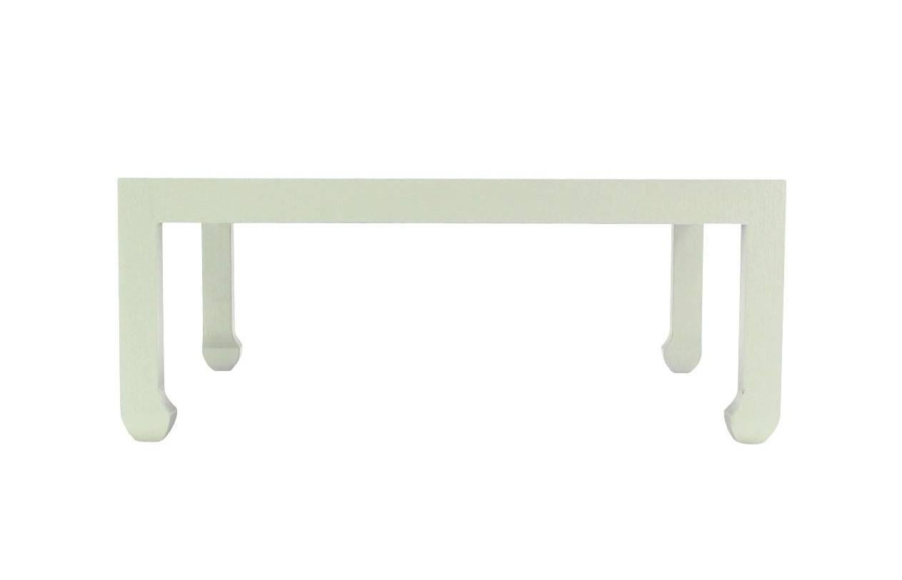 American Large Cloth-Covered Square Coffee Table For Sale