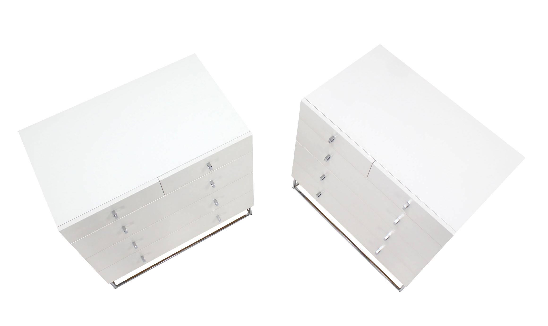 American Pair of White Lacquered Bachelor Chests Dressers