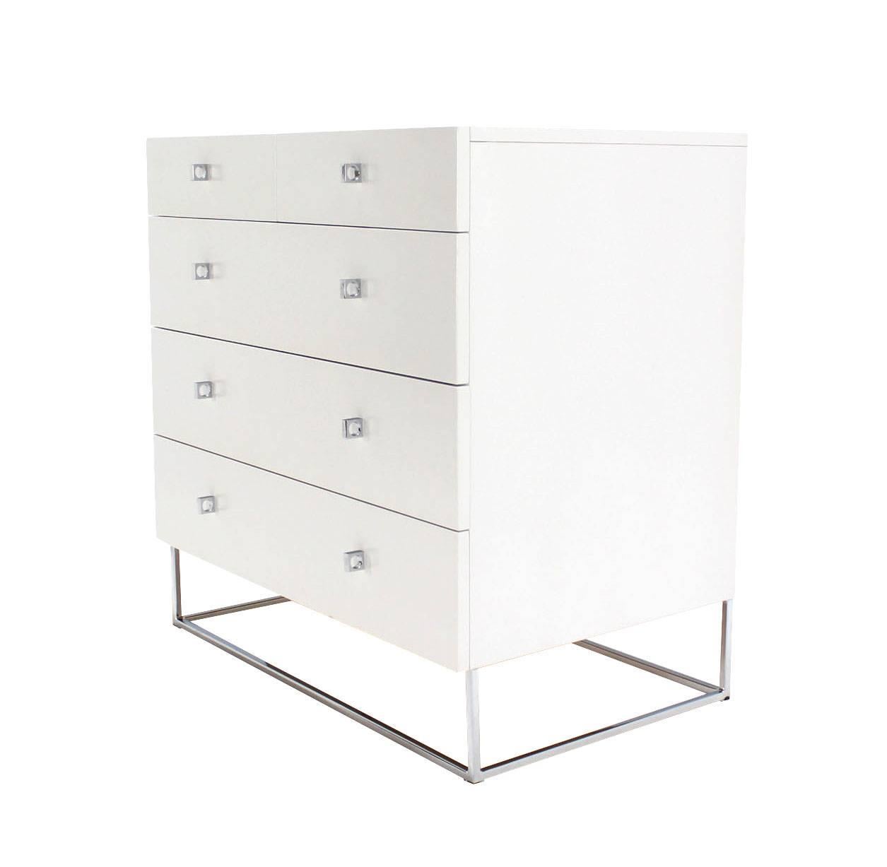 Pair of White Lacquered Bachelor Chests Dressers 1