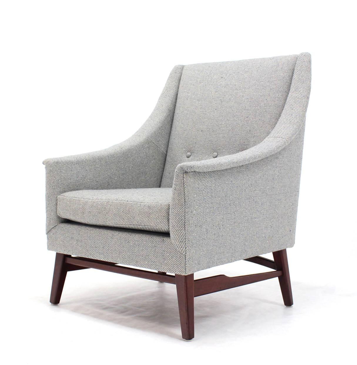 20th Century Newly Upholstered Danish Modern Lounge Chair Walnut Base For Sale