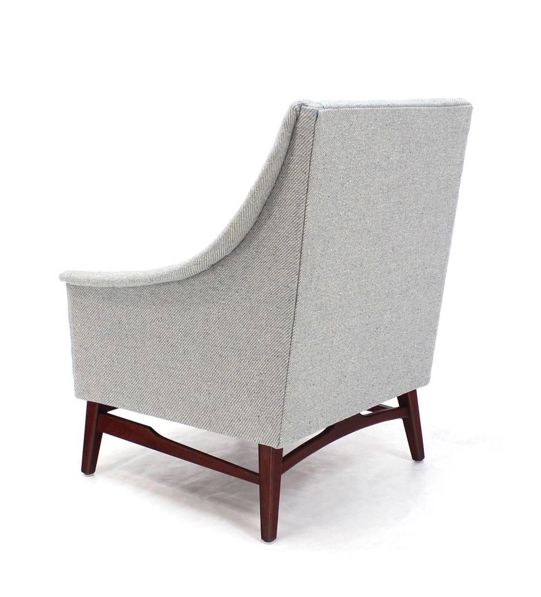Mid-Century Modern Newly Upholstered Danish Modern Lounge Chair Walnut Base For Sale