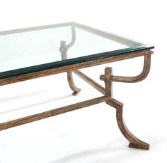 Heavy Wrought Iron Studio Work Base Glass Top Coffee Table