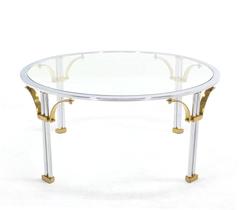 Round Chrome Brass Glass Mid Century Modern Coffee Table