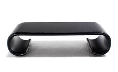 Large Black Lacquer Scroll Mid Century Modern Coffee Table