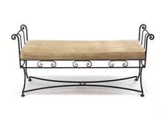 Wrought Iron Fine Ornate Design Hollywood Regency Window Bench New Upholstery