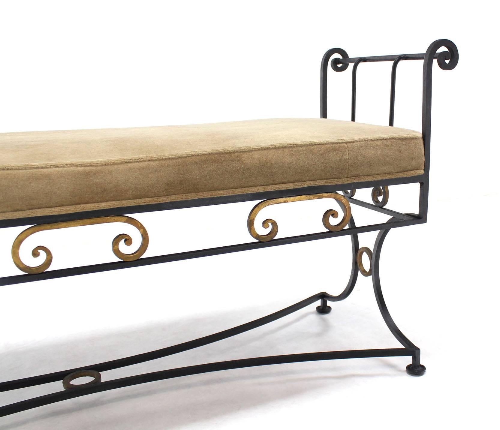 American Wrought Iron Fine Ornate Design Hollywood Regency Window Bench New Upholstery
