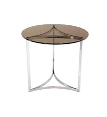 Triangular Bent Chrome Ribbon Base Smoked Glass Top Dinette Dining Game Table