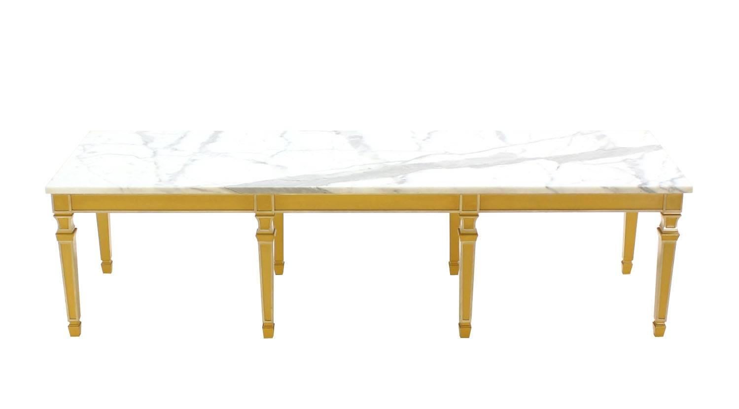 Hand-Painted Eight Legged Marble-Top Long Rectangular Coffee Display Table