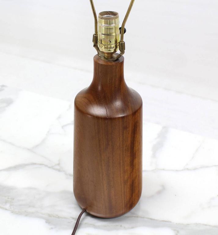 Pair of Heavy Turned Teak Bases Tables Lamps For Sale at 1stdibs
