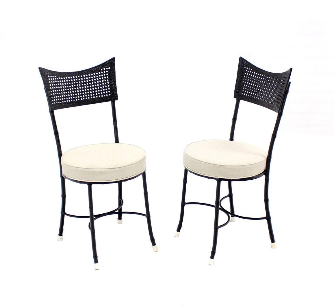 Four Cast Aluminum Faux Bamboo and Cane Round Seat Chairs 3