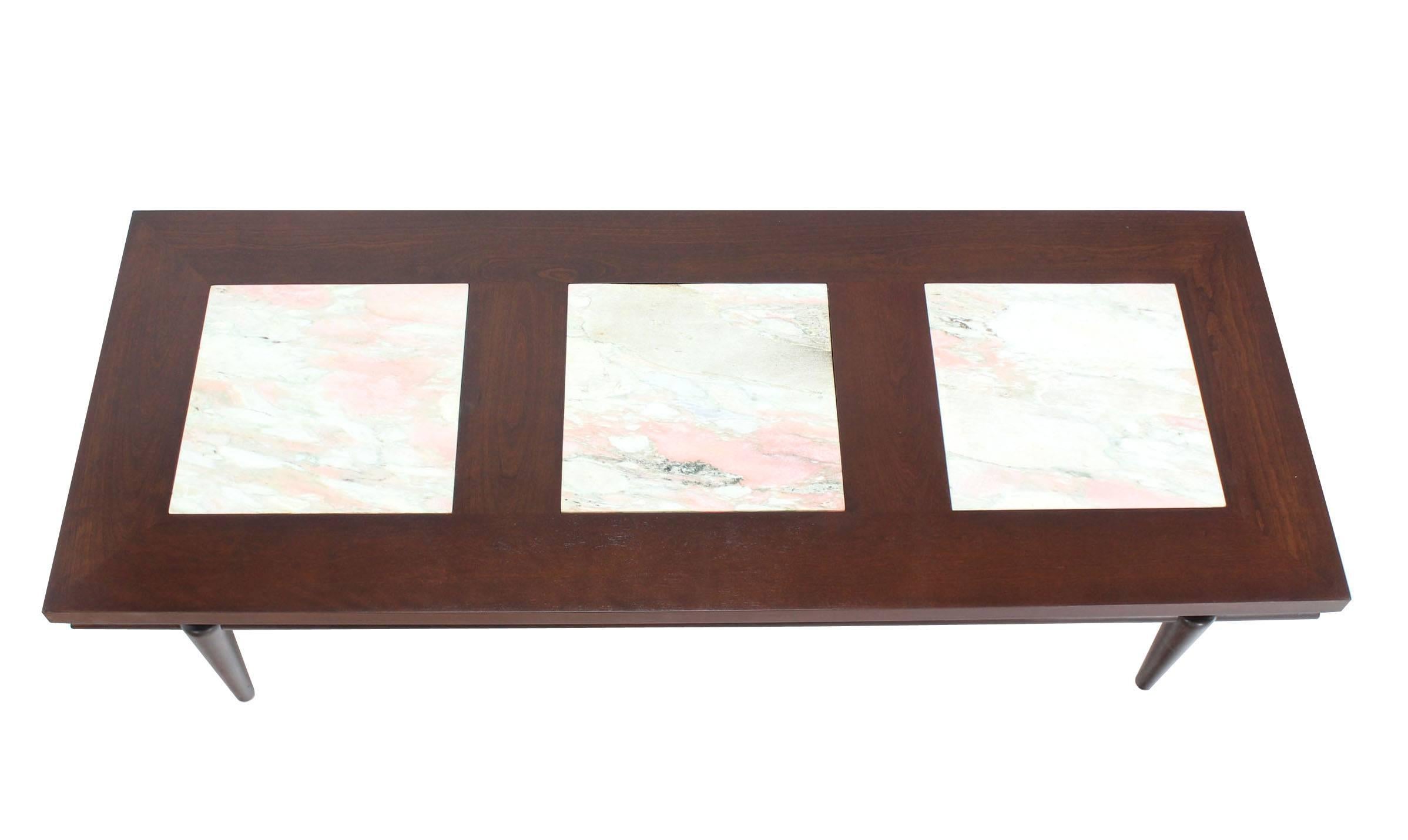 American Floating Widdicomb  Marble Inserts Top Coffee Table For Sale