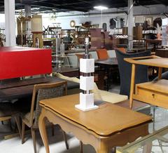 Chrome and Marble Stacked Blocks Table Lamp.